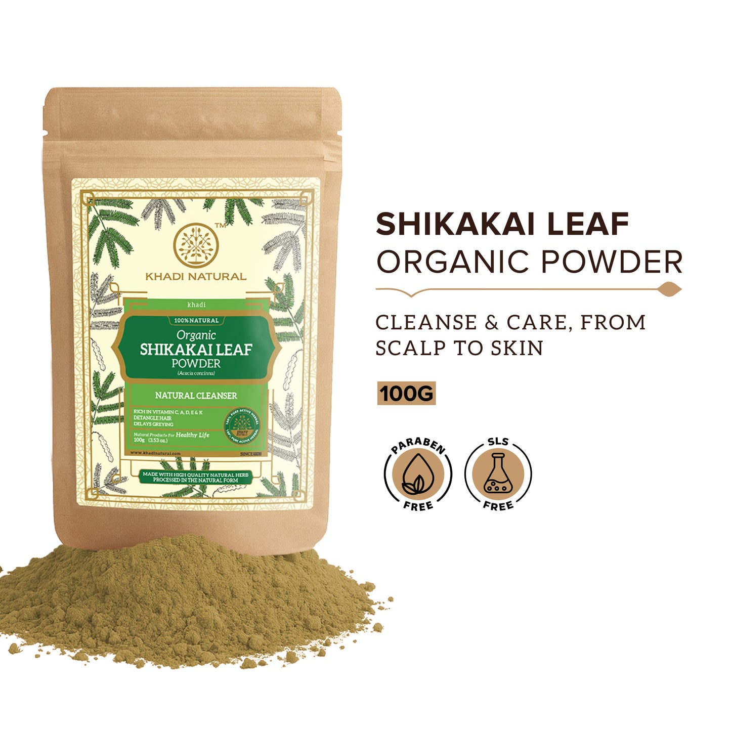 Organic Shikakai Leaf Powder For Hair - 100% Natural 100gm