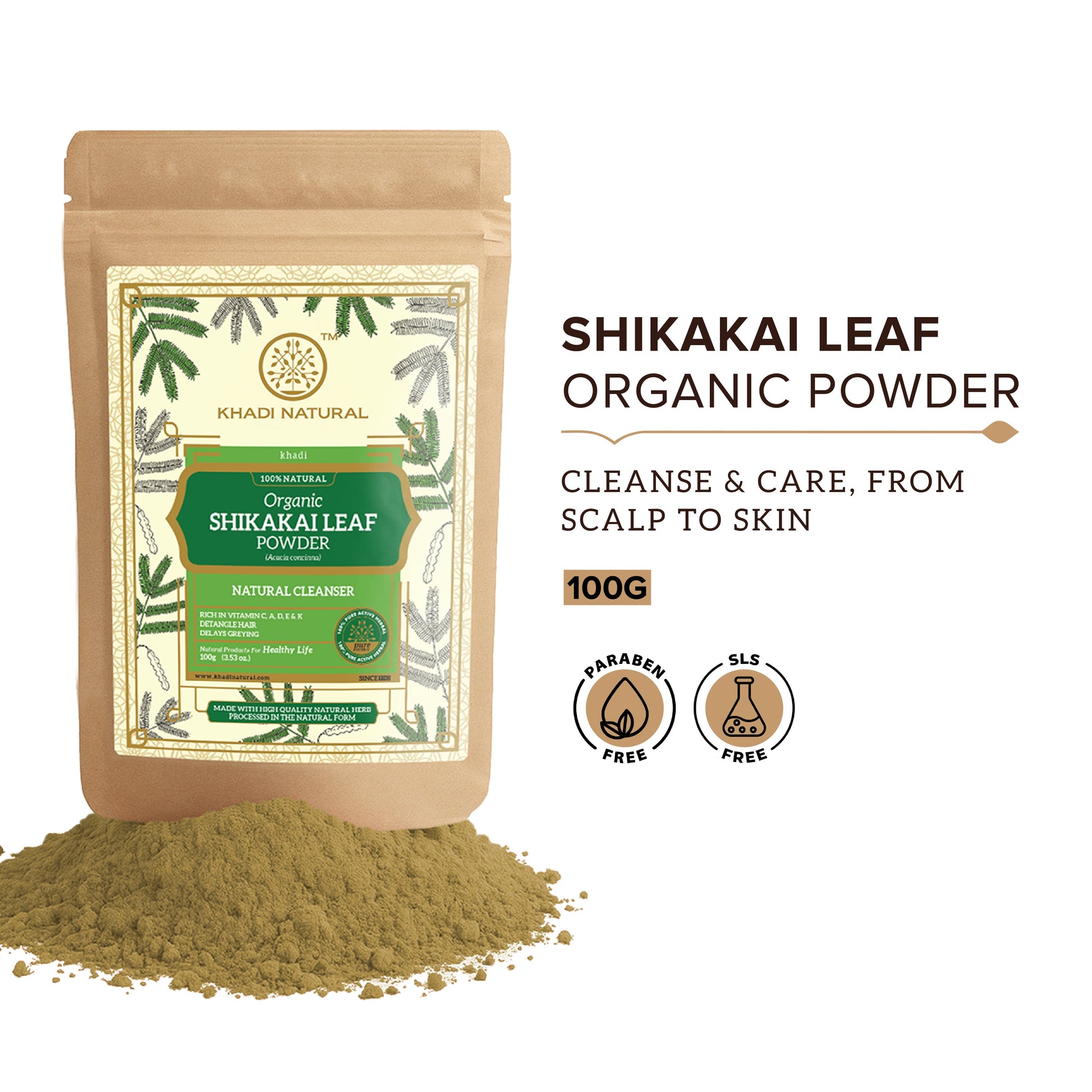 Organic Shikakai Leaf Powder For Hair - 100% Natural 100gm