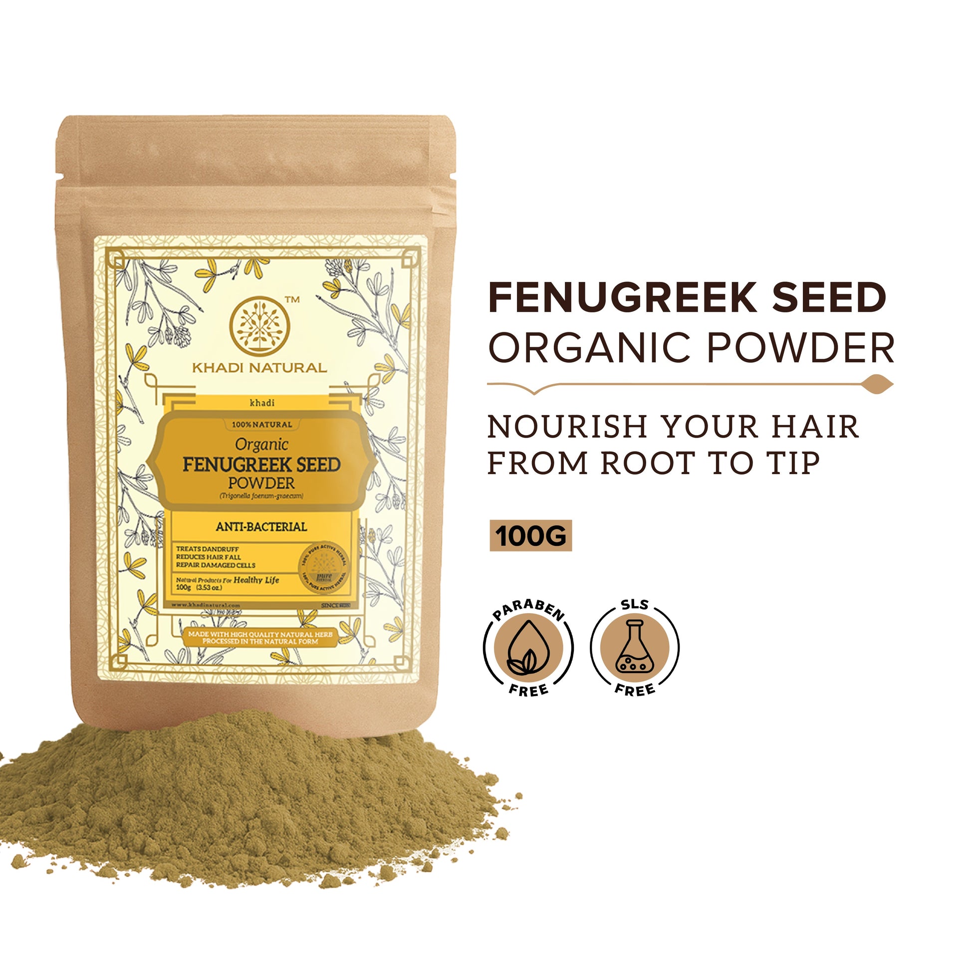 Organic Fenugreek Seed Powder For Hair Care 100% Natural 100gm