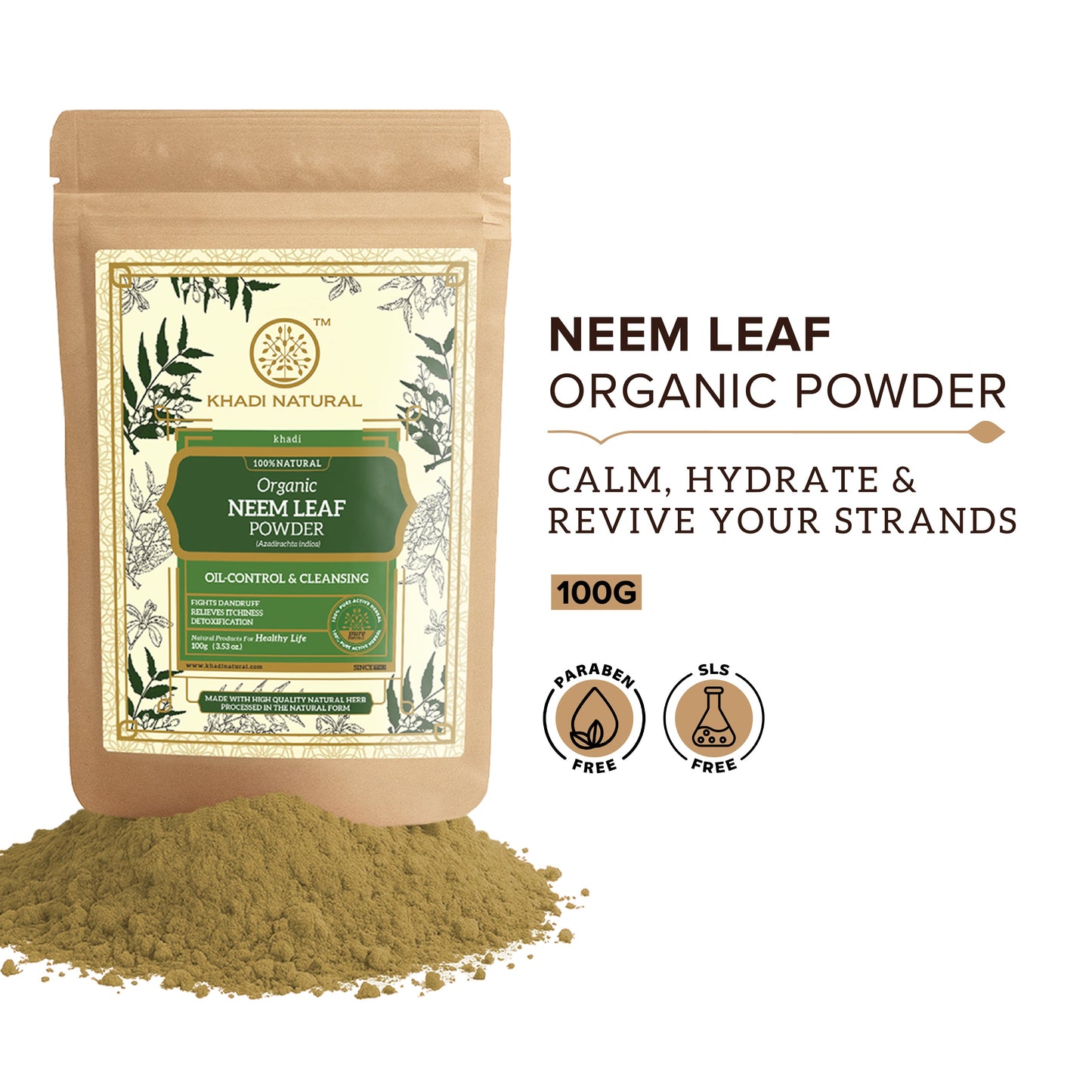 Organic Neem Leaf Powder For Hair - 100% Natural 100gm