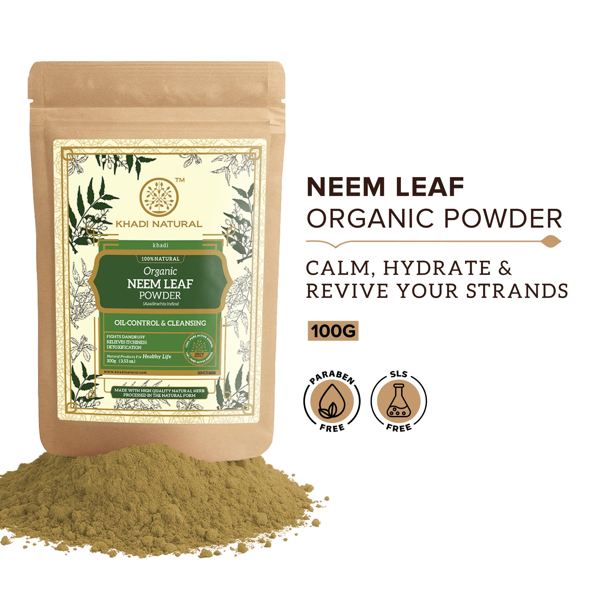 Organic Neem Leaf Powder For Hair - 100% Natural 100gm
