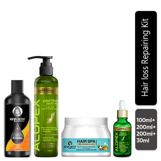 Hair Loss Repair Kit: Rosemary & Tea Tree Oil, Biotin & Pro-Vitamin B5 Shampoo, Jojoba & Lavender Hair Spa, and Korean Red Ginseng Serum for Hair Growth & Strength 530ml