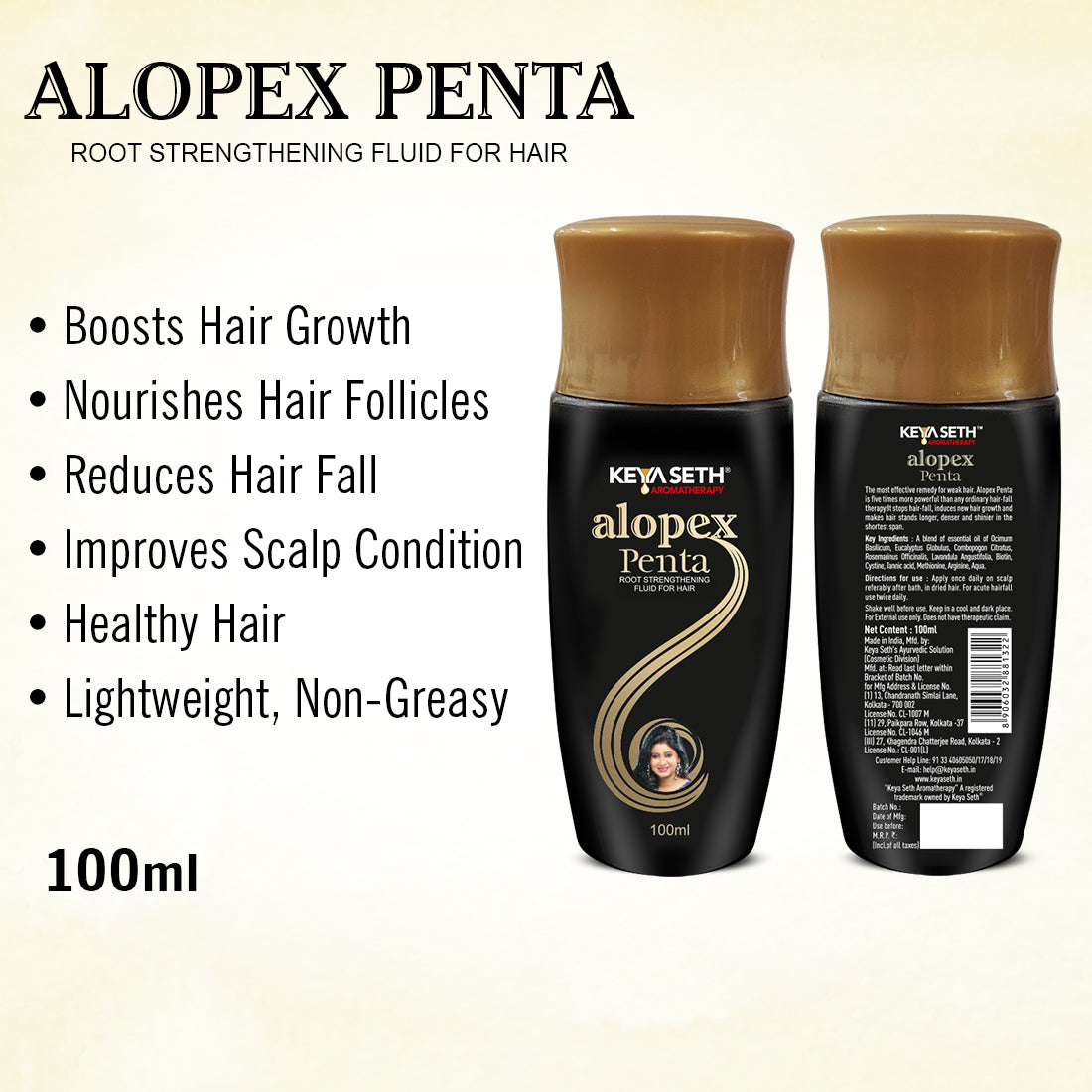 Alopex Penta Hair Growth Serum – Lightweight, Root Strength, Controls Hair Fall with Rosemary Essential Oils & Biotin 100ml