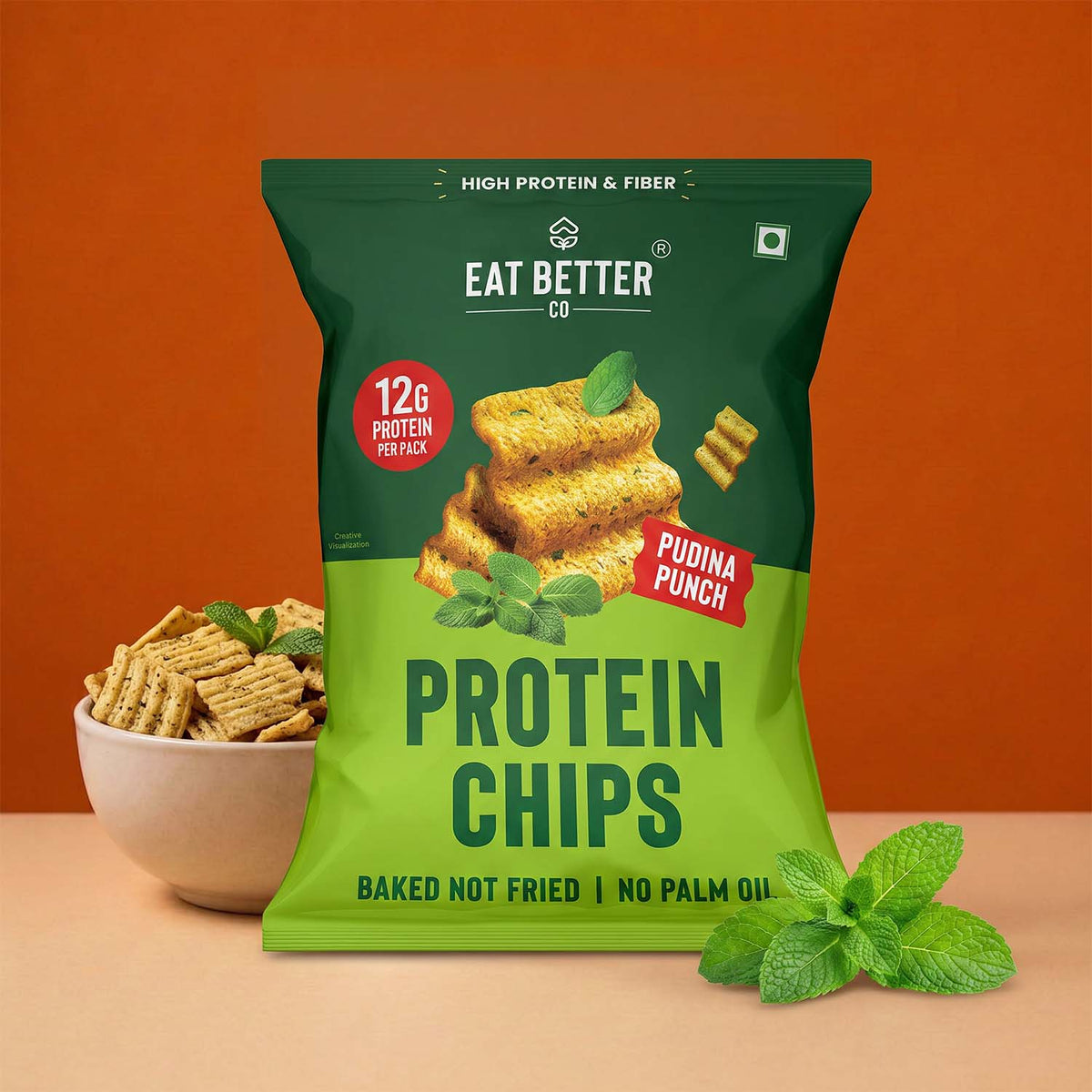 【Eat Better Co】 Protein Chips - Pudina Punch｜プロテインチップス プディナ（ミント）パンチ｜55g