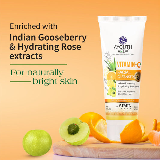 Vitamin-C Facial Cleanser with Indian Gooseberry, Lemon, Orange & Hibiscus Extracts | Gently Exfoliates, Promotes Collagen & Brightens Skin | Suitable for All Skin Types | 100g 100g
