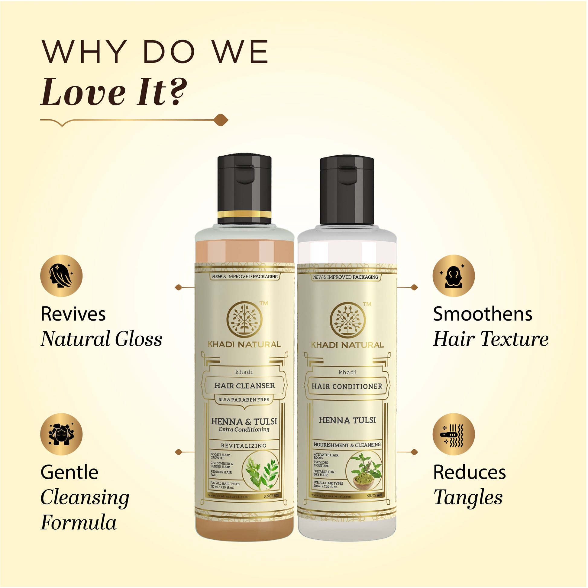 Henna Tulsi Extra Conditioning Hair Cleanser (SLS & Paraben Free) & Henna Tulsi Hair Conditioner Combo Pack of 2 210ml Each