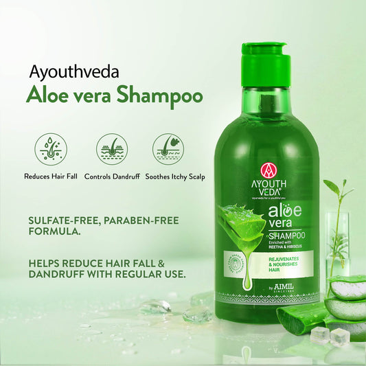 【Ayouthveda】 Aloe Vera Shampoo for Hair Care, Dandruff & Itchy Scalp | Root-Cause Focused Scalp Care | Phytotherapy-Based Formula | Gentle Cleansing｜アロエベラ シャンプー｜250ml