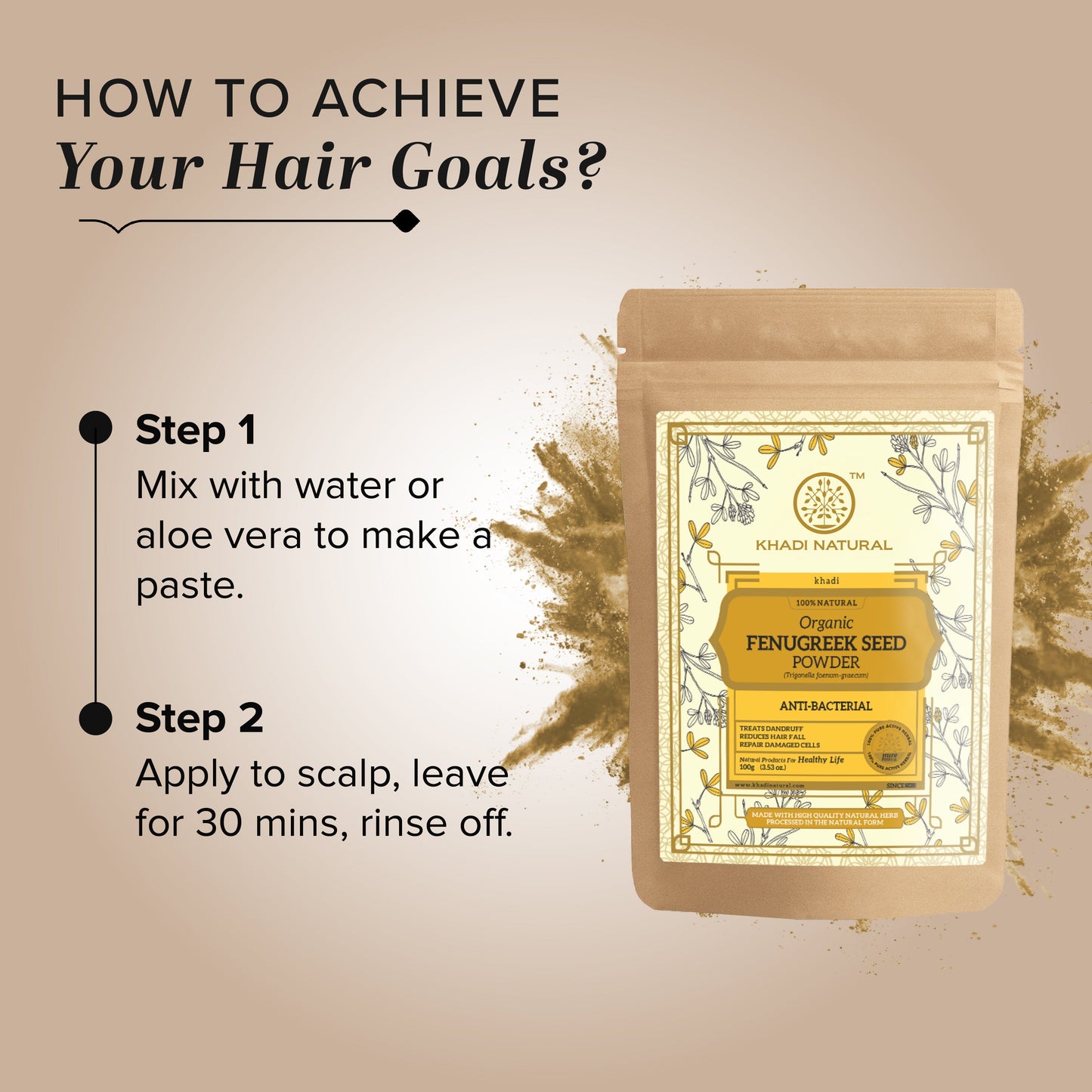 Organic Fenugreek Seed Powder For Hair Care 100% Natural 100gm