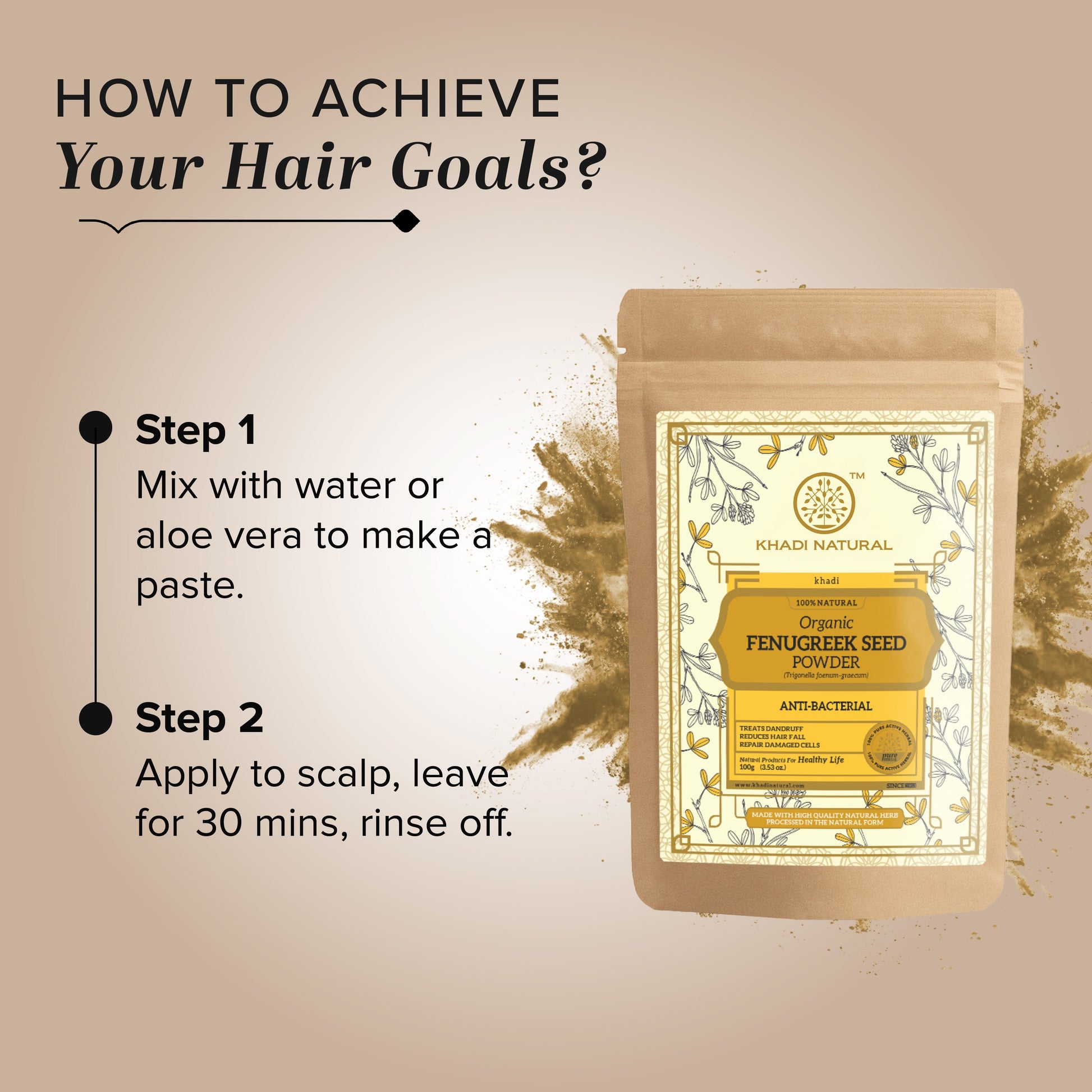 Organic Fenugreek Seed Powder For Hair Care 100% Natural 100gm