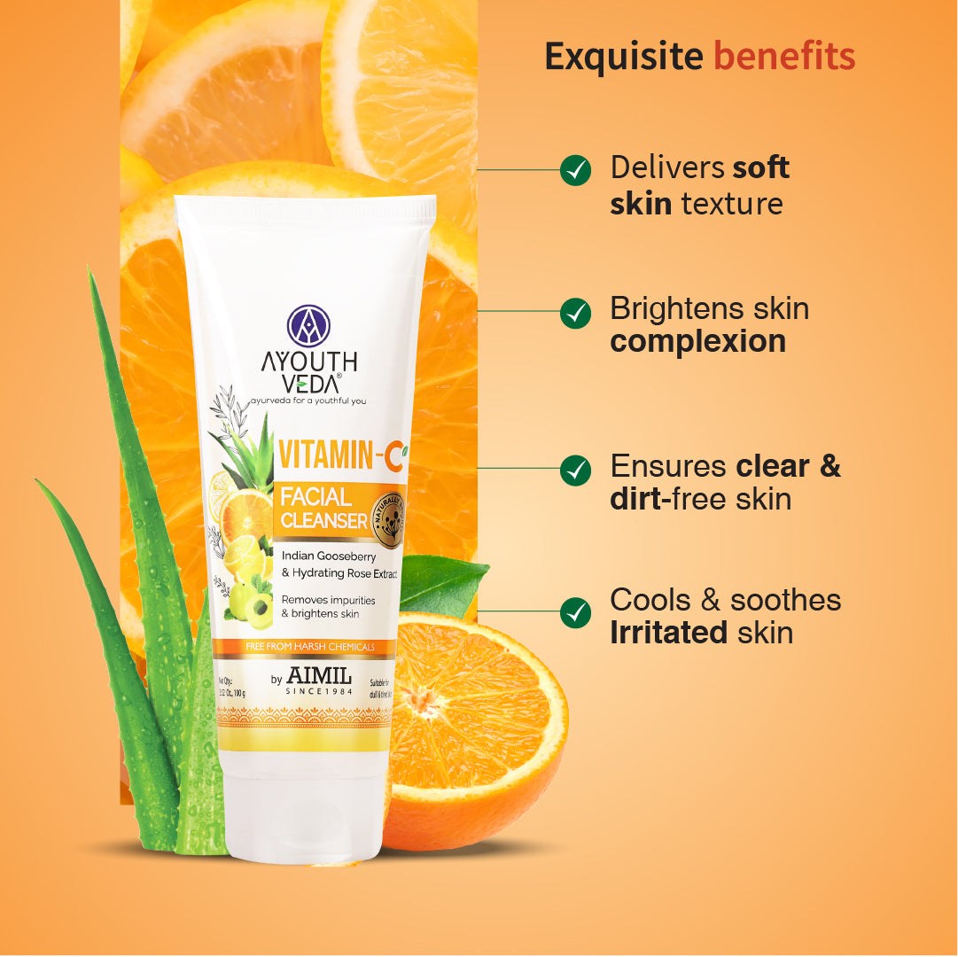 Vitamin-C Facial Cleanser with Indian Gooseberry, Lemon, Orange & Hibiscus Extracts | Gently Exfoliates, Promotes Collagen & Brightens Skin | Suitable for All Skin Types | 100g 100g