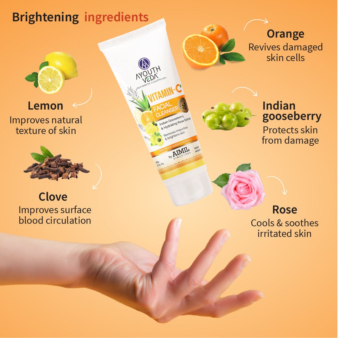 Vitamin-C Facial Cleanser with Indian Gooseberry, Lemon, Orange & Hibiscus Extracts | Gently Exfoliates, Promotes Collagen & Brightens Skin | Suitable for All Skin Types | 100g 100g
