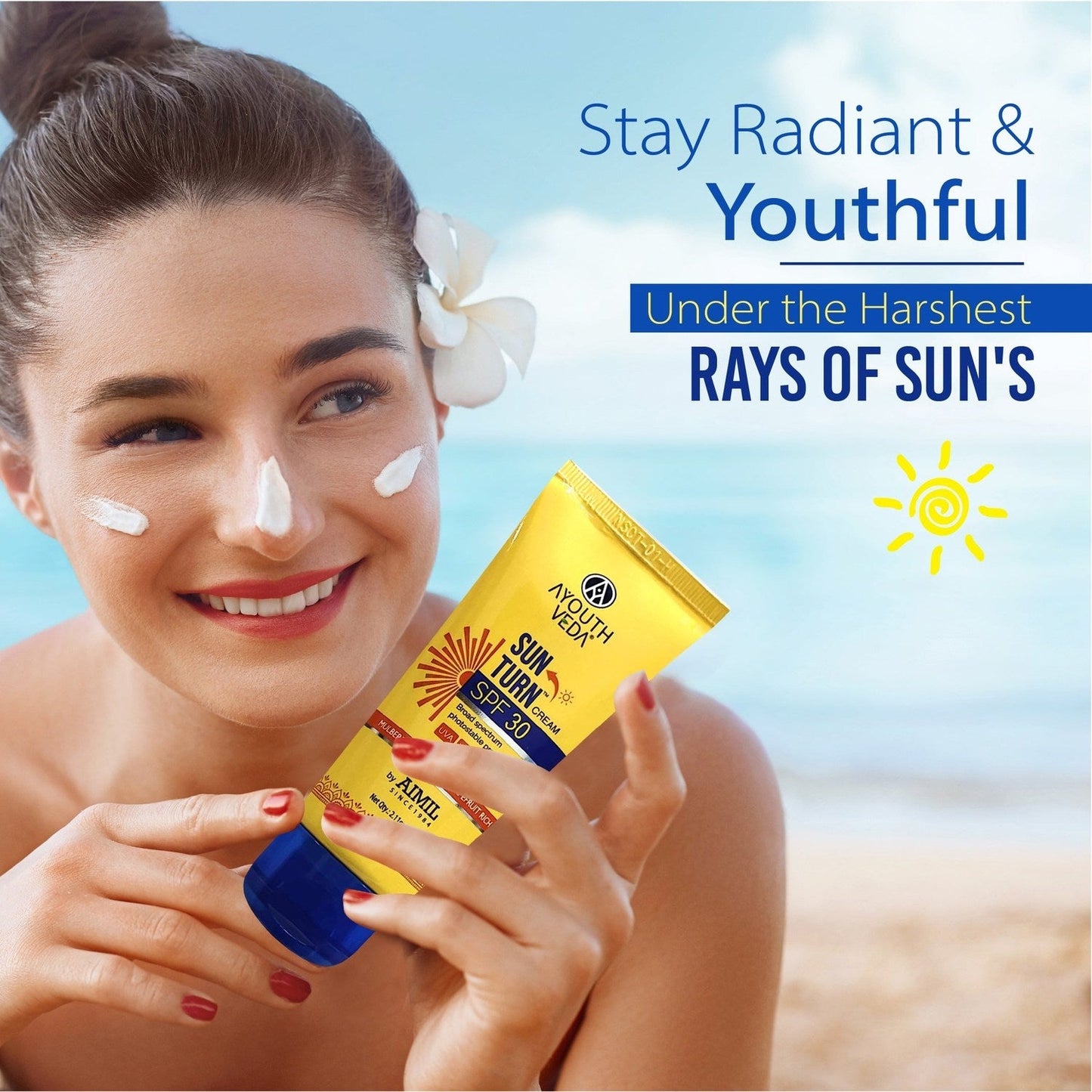 Sun Turn Cream SPF 30 with Hyaluronic Acid for Broad Spectrum Photostable Protection Net qty.- 60 g 60g
