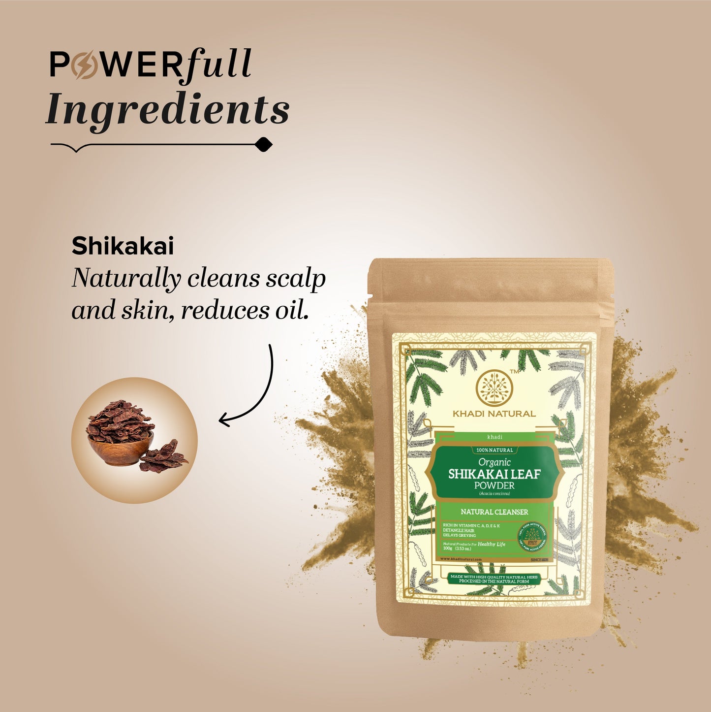 Organic Shikakai Leaf Powder For Hair - 100% Natural 100gm