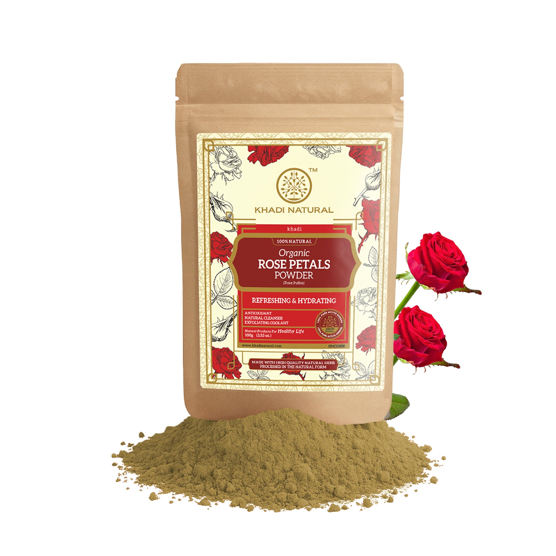 Organic Rose Petals Powder For Face Care - 100% Natural 100gm