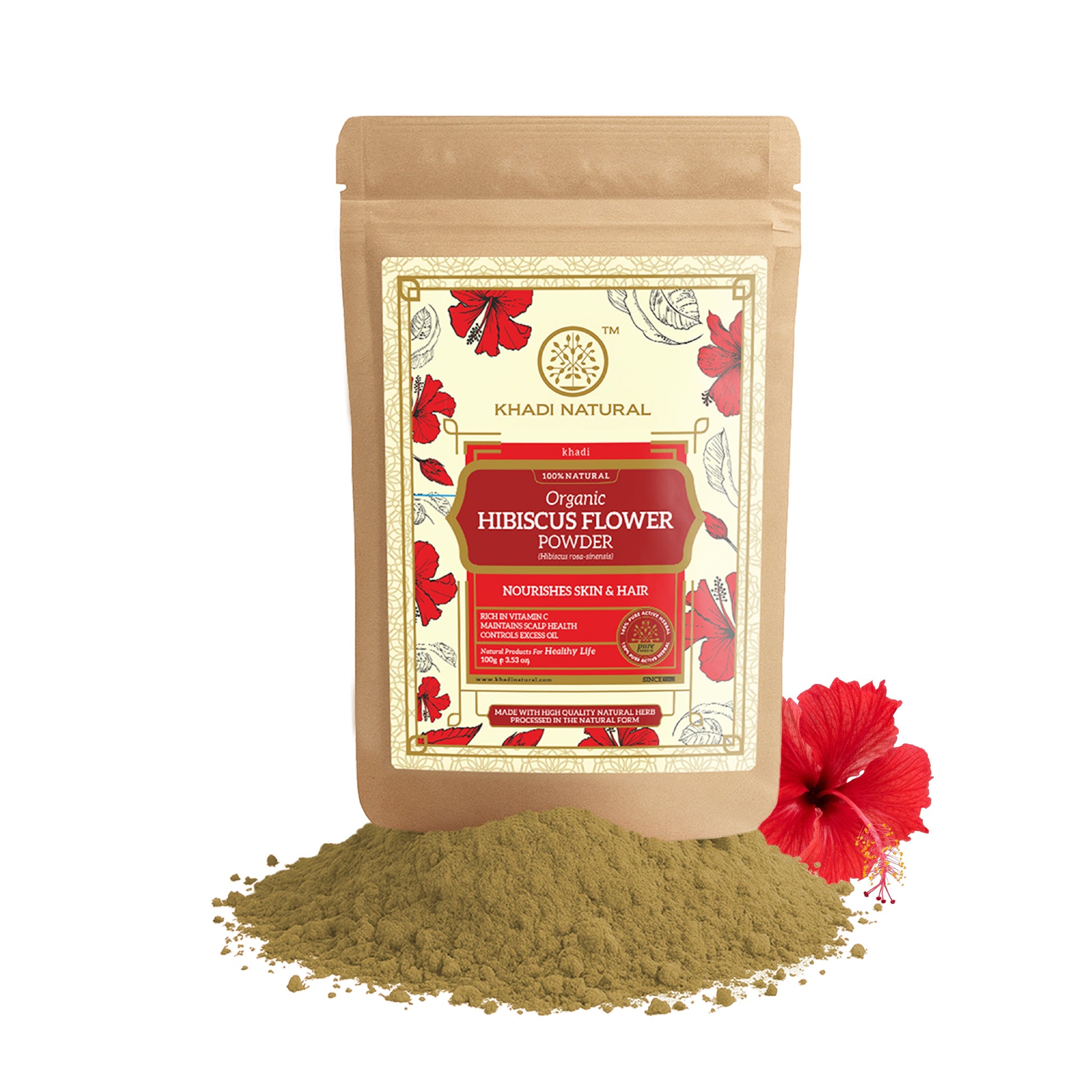Organic Hibiscus Flower Powder For Hair - 100% Natural 100gm