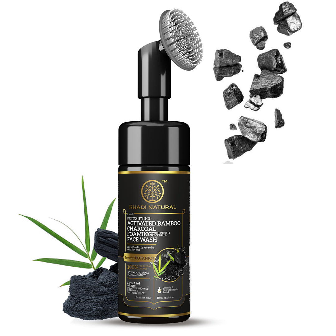 Activated Bamboo Charcoal Foaming Face Wash with In- Built Face Brush 150ml
