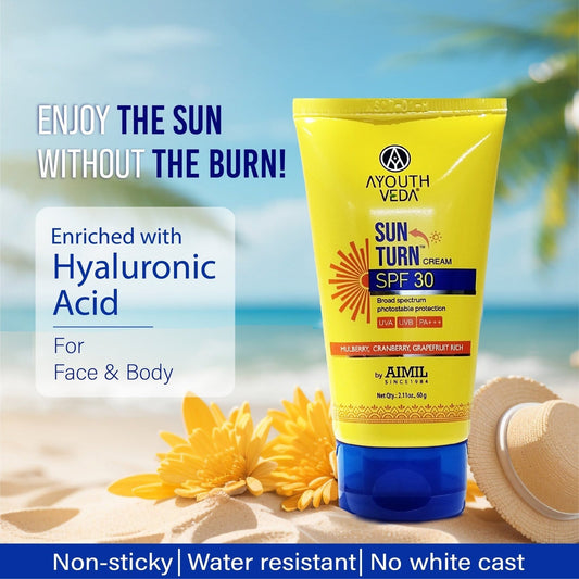 Sun Turn Cream SPF 30 with Hyaluronic Acid for Broad Spectrum Photostable Protection Net qty.- 60 g 60g