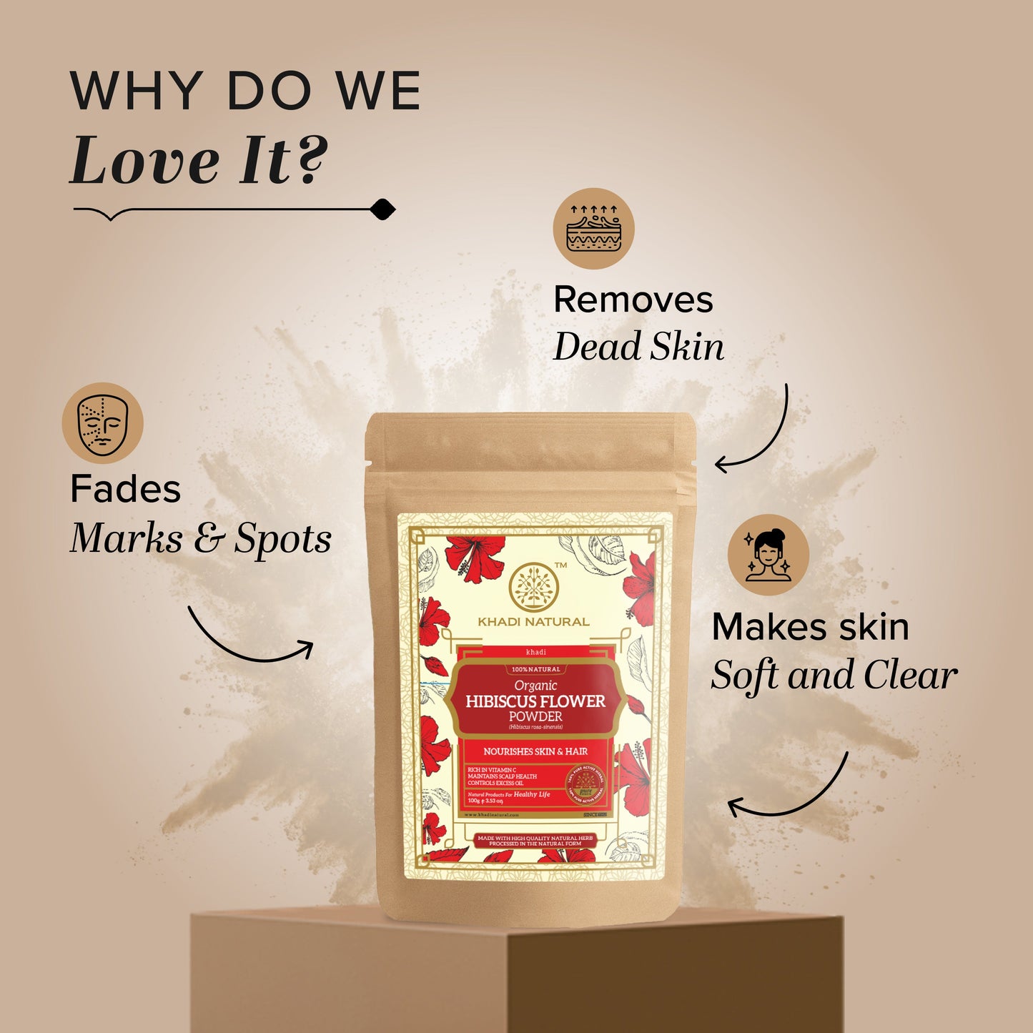 Organic Hibiscus Flower Powder For Hair - 100% Natural 100gm