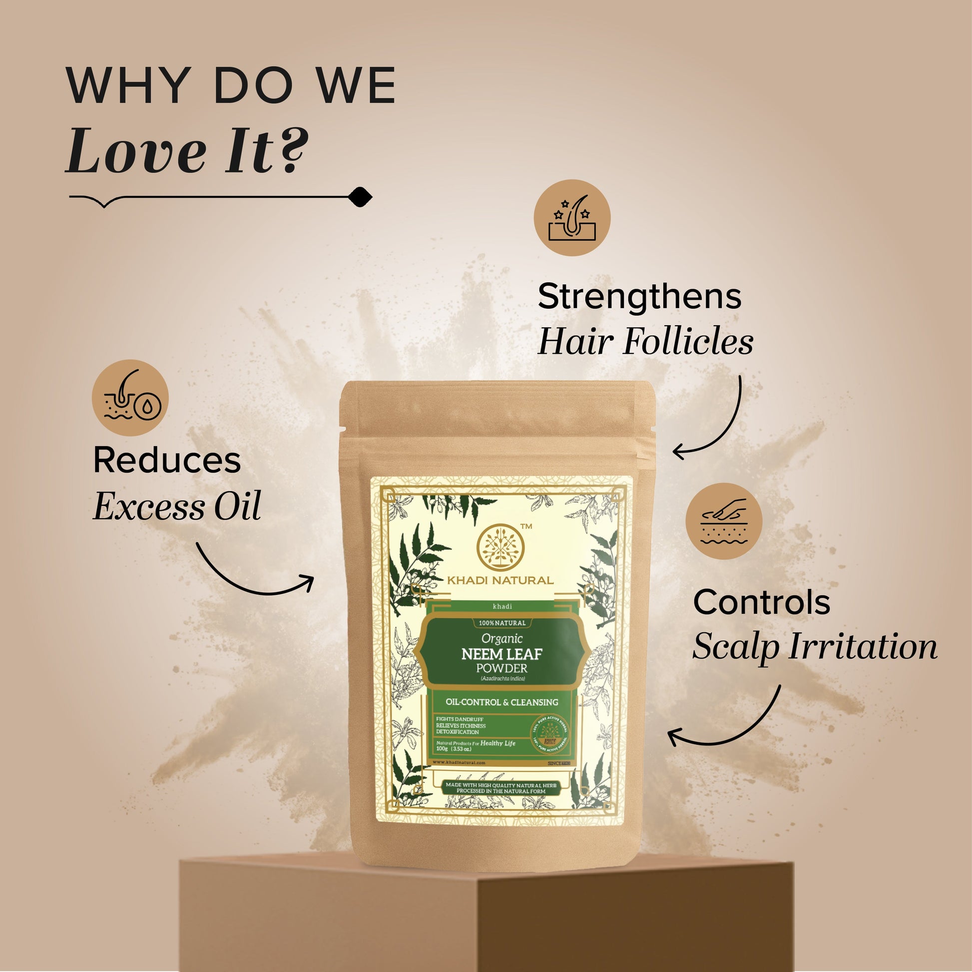 Organic Neem Leaf Powder For Hair - 100% Natural 100gm