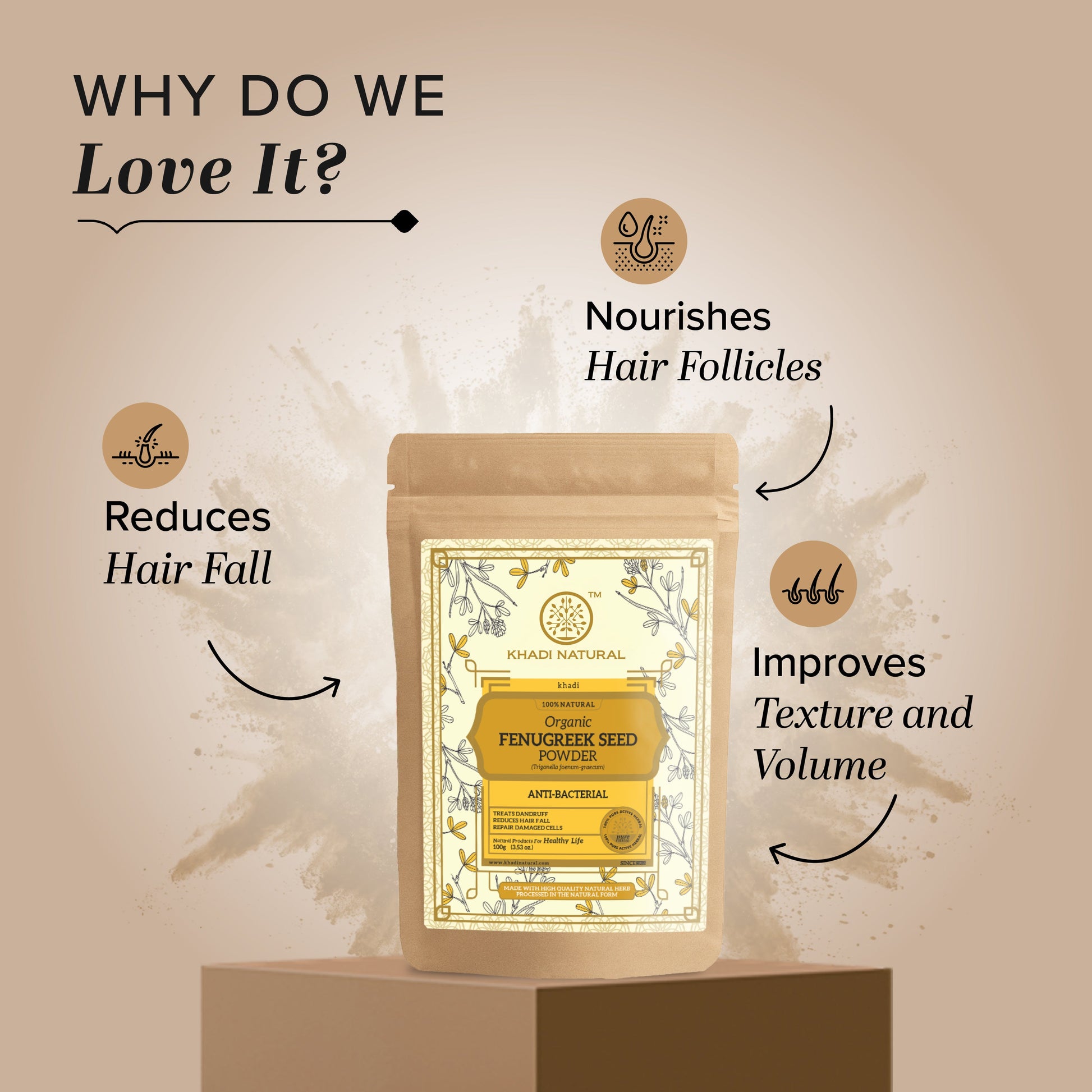 Organic Fenugreek Seed Powder For Hair Care 100% Natural 100gm