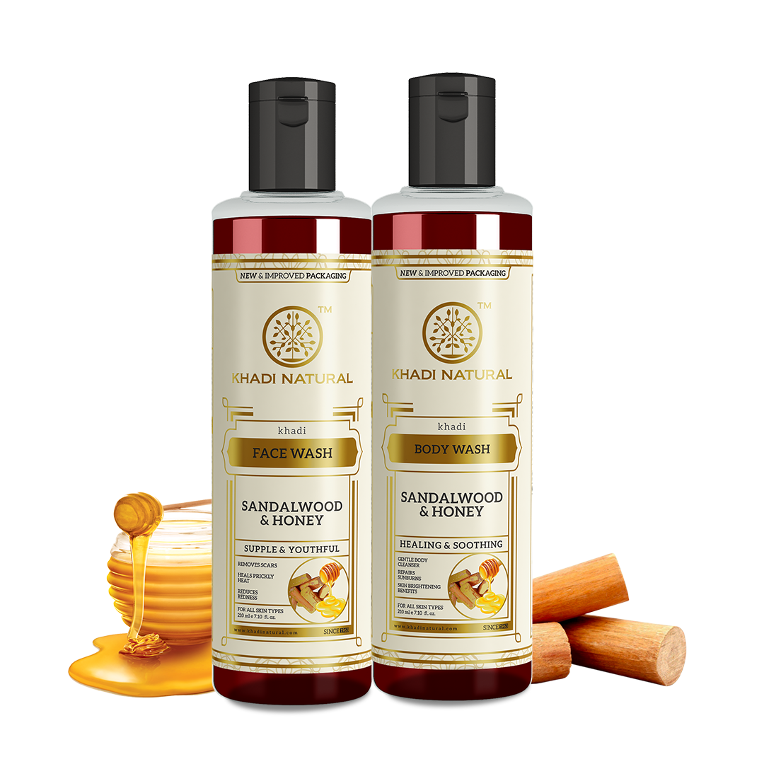 Soothing & Refreshing Pack – Sandalwood & Honey Face Wash & Body Wash Combo Pack of 2 210ml Each