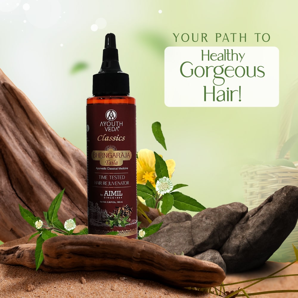 Bhrngaraja Taila | Hair Strengthening Oil Fortified With Bhringraj & Manjistha | Reduces Hair Loss, Boosts Growth & Improves Scalp Health | With 10 Nourishing Herbs & Oils for Soft, Strong & Beautiful Hair | Net Qty 100 ml 100ml