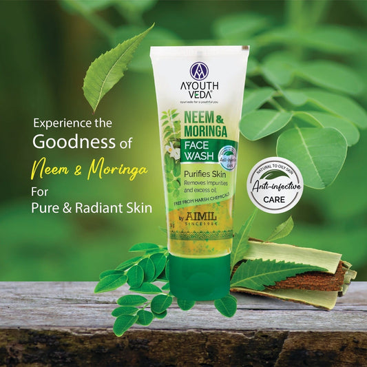 Neem & Moringa Skin Purifying Face Wash with Turmeric & Moringa Extracts | Deep Cleansing Gel for Acne-Prone Skin | Eliminates Dirt & Excess Oil | For Men & Women | 100g 100g