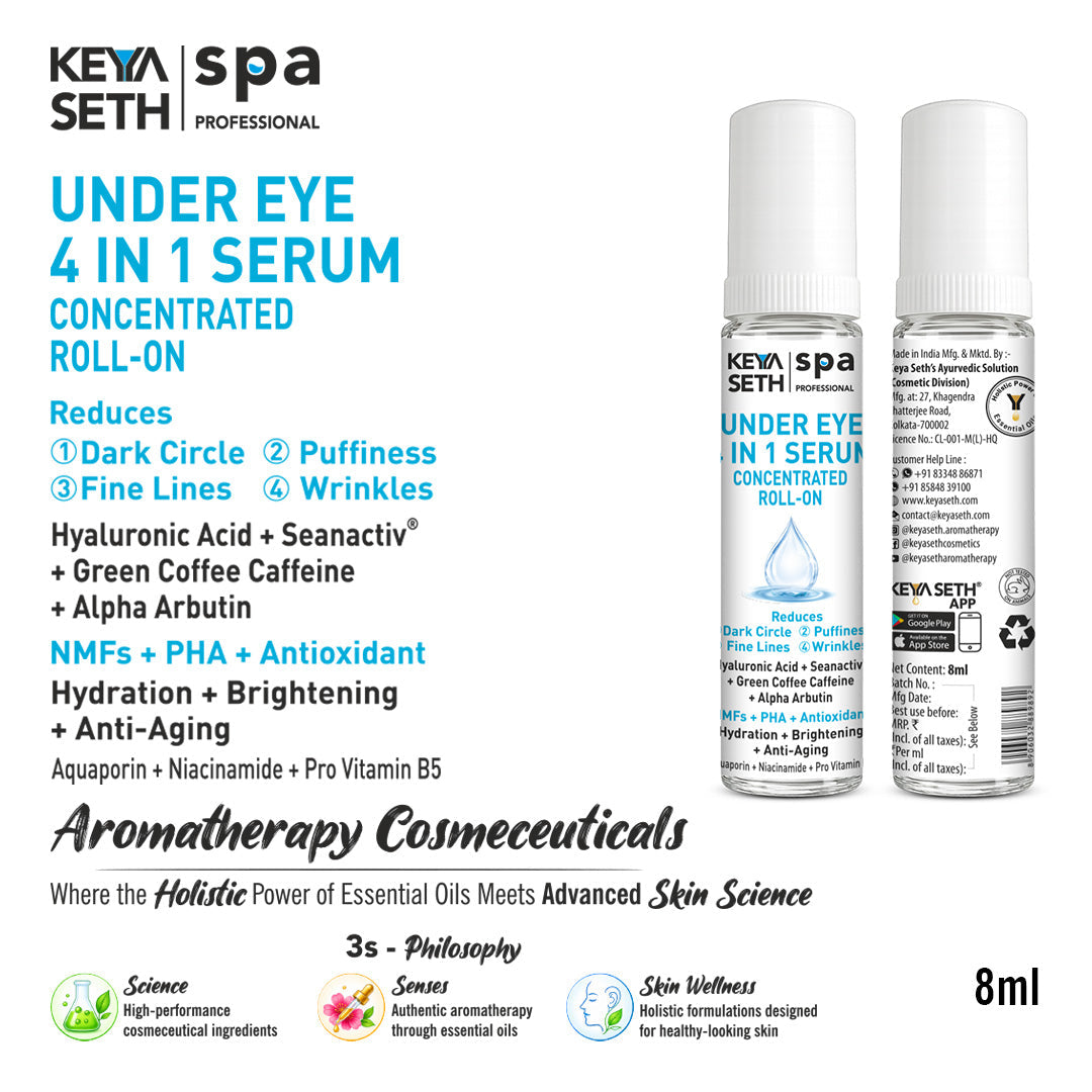 【Keya Seth】 Under Eye 4-in-1 Concentrated Serum Roll-On (Hyaluronic Acid, Green Coffee Caffeine, Alpha Arbutin & Niacinamide)｜アンダーアイ 4in1 コンセントレイテッドセラム ロールオン（目元用美容液）｜8ml