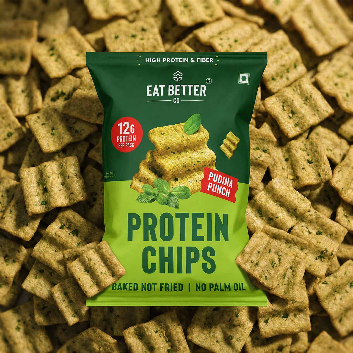 【Eat Better Co】 Protein Chips - Pudina Punch｜プロテインチップス プディナ（ミント）パンチ｜55g