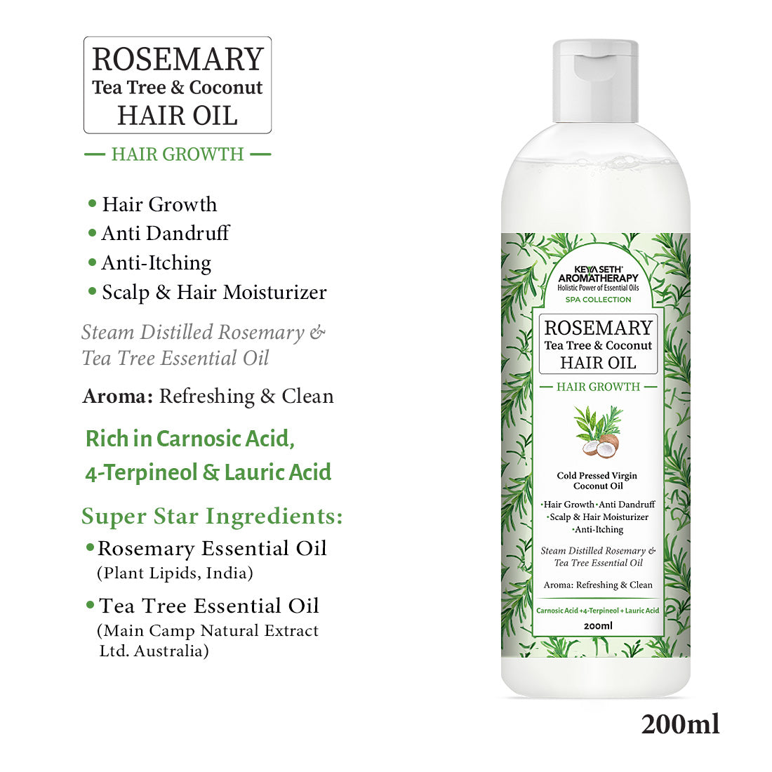 Hair Loss Repair Kit: Rosemary Tea Tree Coconut Oil, Biotin Shampoo, Keratin Mask & Growth Serum for Stronger, Thicker & Healthier Hair 590ml