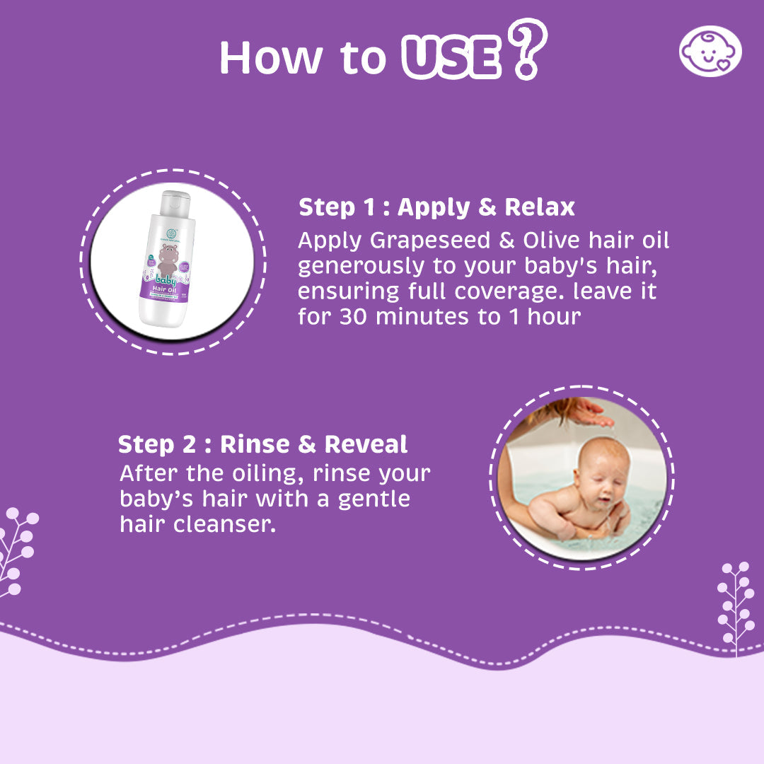 Baby Hair Oil with Grapeseed and Olive - Lightweight and Non-Sticky Formula 150ml