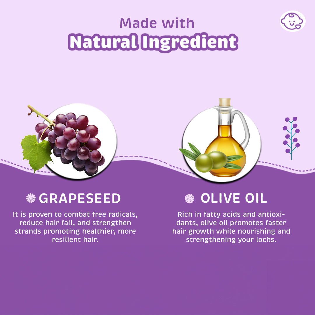 Baby Hair Oil with Grapeseed and Olive - Lightweight and Non-Sticky Formula 150ml