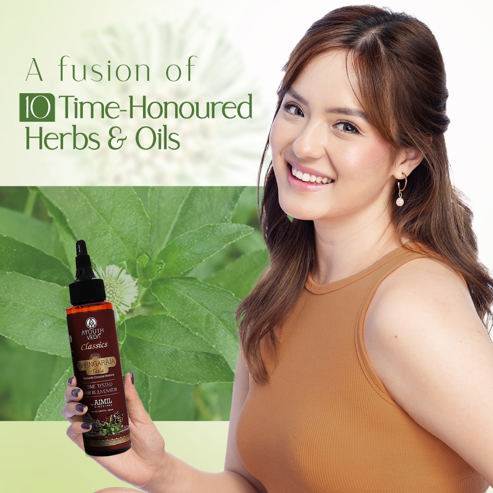 Bhrngaraja Taila | Hair Strengthening Oil Fortified With Bhringraj & Manjistha | Reduces Hair Loss, Boosts Growth & Improves Scalp Health | With 10 Nourishing Herbs & Oils for Soft, Strong & Beautiful Hair | Net Qty 100 ml 100ml