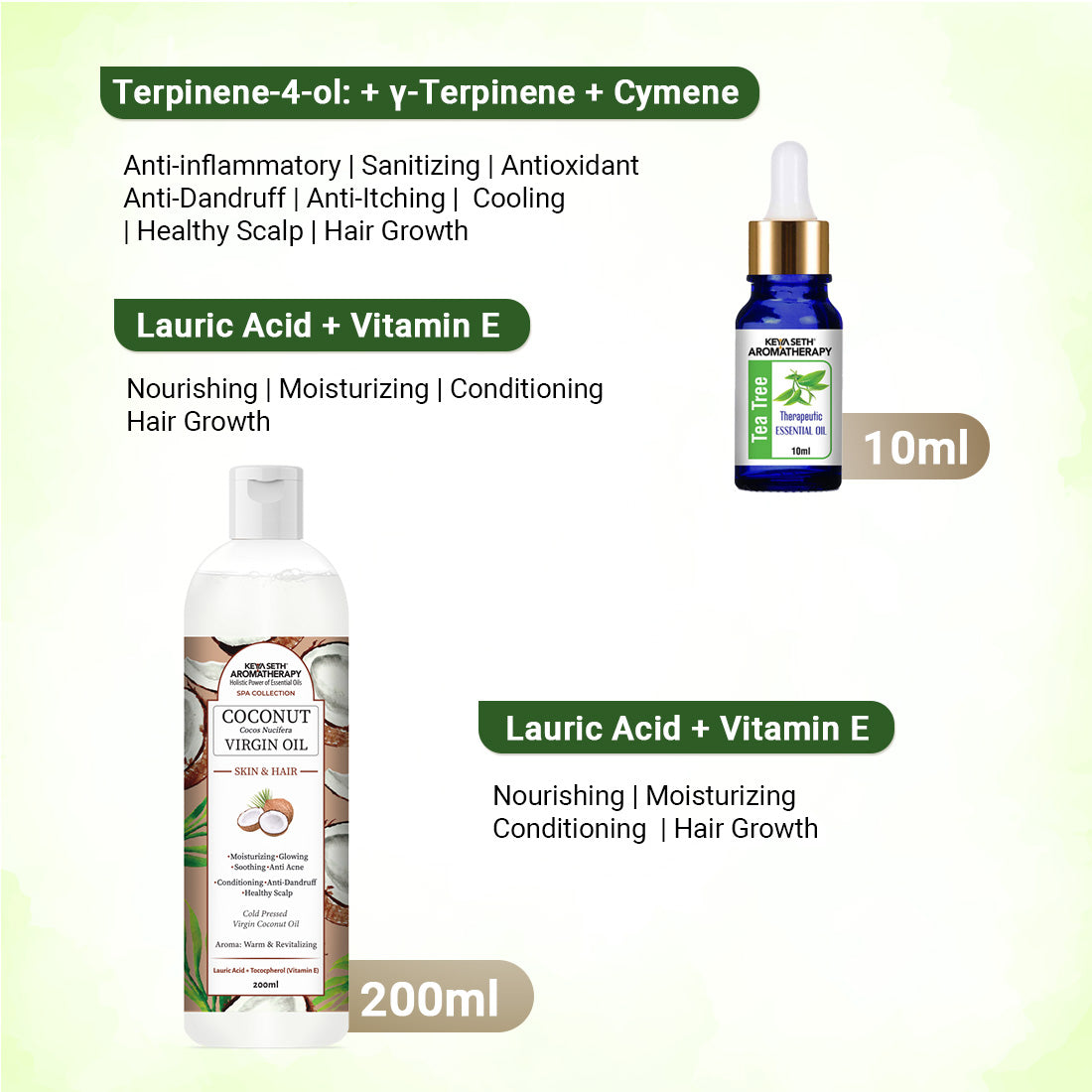 Tea Tree Essential Oil DIY Hair Growth Kit for Hair Growth, Reduces Dandruff, Soothes Scalp Itching, Deeply Moisturizes & Strengthens Roots 210ml