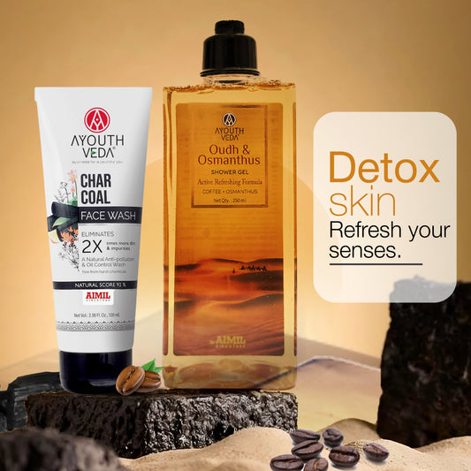 Charcoal Face Wash + Oudh Shower Gel 
