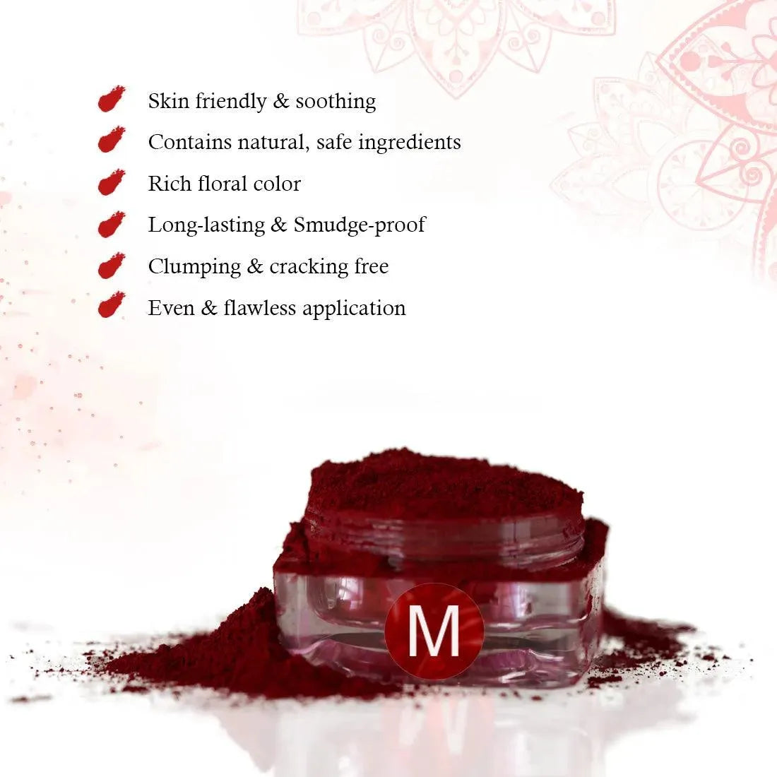 100% Natural Dust Sindoor Maroon with Herbs Extracts & Floral Pigments Kumkum, No side Effects & No Hair Fall 3g