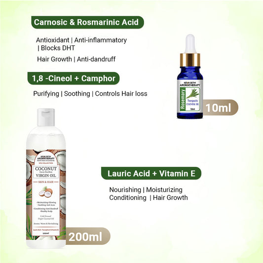 Rosemary Essential Oil DIY Hair Growth Kit for Hair Regrowth, Dandruff Control, Scalp Nourishment, Itchy Scalp Relief & Frizz Reduction 210ml