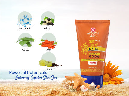 Sun Turn+ Cream SPF 50 with Hyaluronic Acid for Broad Spectrum UV Protection Net qty.- 60 g 60g