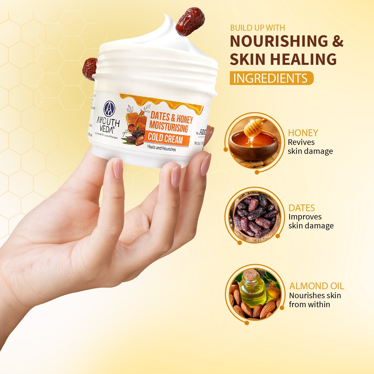 Dates & Honey Moisturising Cold Cream ( Net Qty -50g) - Set of 2 50g