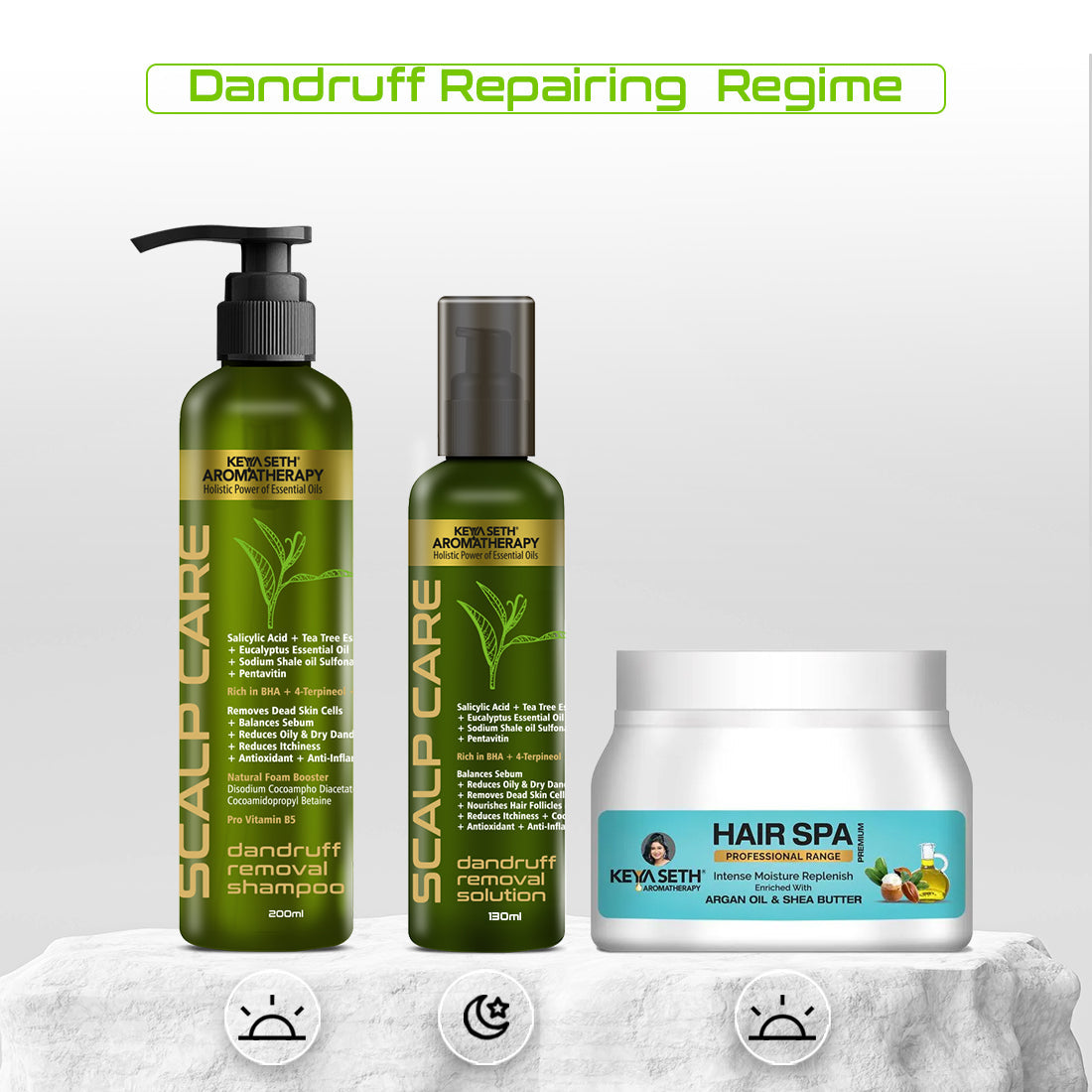 Dandruff Repair Kit: Shampoo, Hair Spa & Serum with Salicylic Acid, Tea Tree, Jojoba, Rosemary & Coconut for a Flake-Free, Nourished & Itch-Free Scalp 530ml