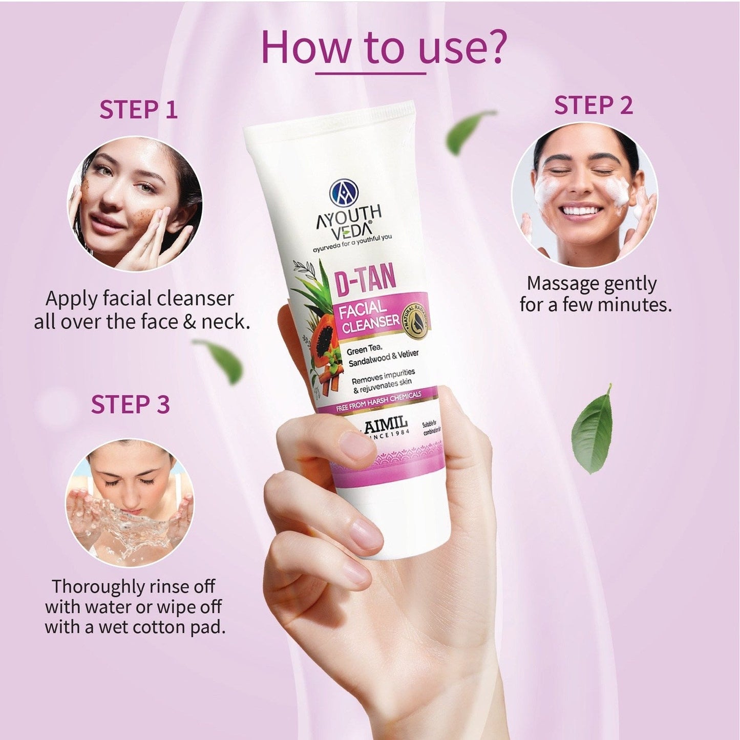 D-Tan Facial Cleanser with Papaya, Lemon, Aloe Vera & Cucumber | Tan Removal & Skin Brightening Formula For All Skin Types | Hydrating & Soothing | For Men & Women | 100g 100g