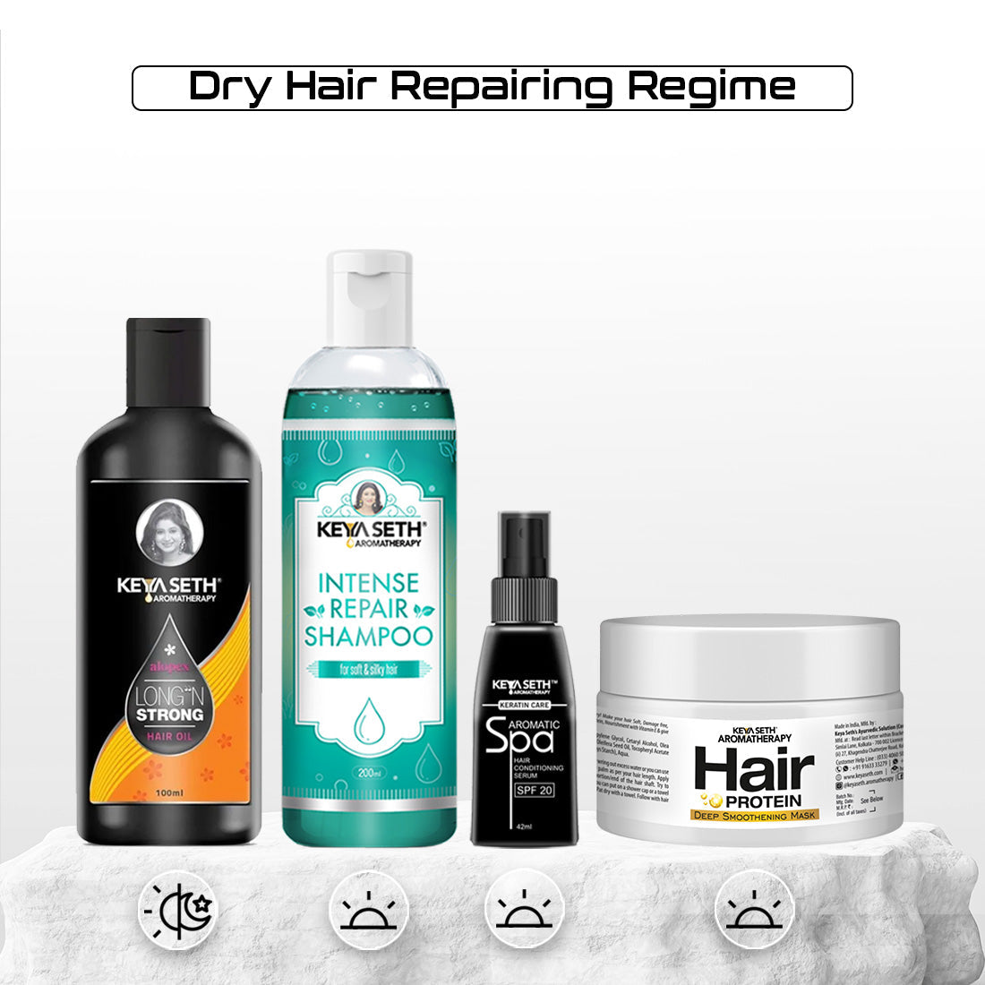 Dry Hair Repair Kit: Rosemary & Tea Tree Oil, Pro-Vitamin B5 & Geranium Shampoo, Avocado Butter & Keratin Protein Mask, and Essential Oil Serum for Deep Nourishment, Strength & Frizz Control 502ml