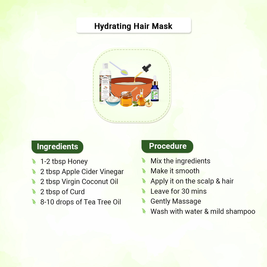 Tea Tree Essential Oil DIY Hair Growth Kit for Hair Growth, Reduces Dandruff, Soothes Scalp Itching, Deeply Moisturizes & Strengthens Roots 210ml