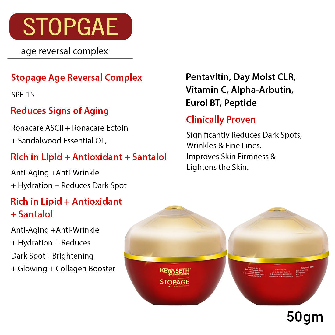 Daily Skincare for Age Defense: Aloe Vera Face Wash, Tetra Serum, Stopage Age Reversal Cream & Umbrella SPF 60 To Fight Wrinkles, Boost Elasticity, Hydrate & Protect For Youthful Skin 280ml