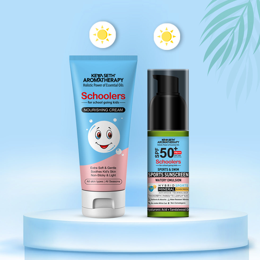 Schoolers Kids Nourishing Cream & Sports Mineral Watery Sunscreen SPF 50 PA+++  Combo Kit for Boys & Girls – Lightweight, Moisturizing, No White Cast 100ml