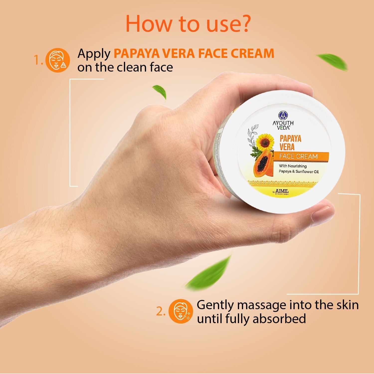 Papaya Vera Face Cream | Nourishing Moisturizer for Blemish-Free, Even-Toned & Radiant Skin | With Papaya Enzymes & Sunflower Oil | Deep Hydration, Smooth Texture & Youthful Glow | 50 g 50g