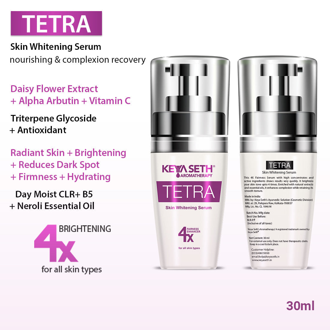 Daily Skincare for Age Defense: Aloe Vera Face Wash, Tetra Serum, Stopage Age Reversal Cream & Umbrella SPF 60 To Fight Wrinkles, Boost Elasticity, Hydrate & Protect For Youthful Skin 280ml
