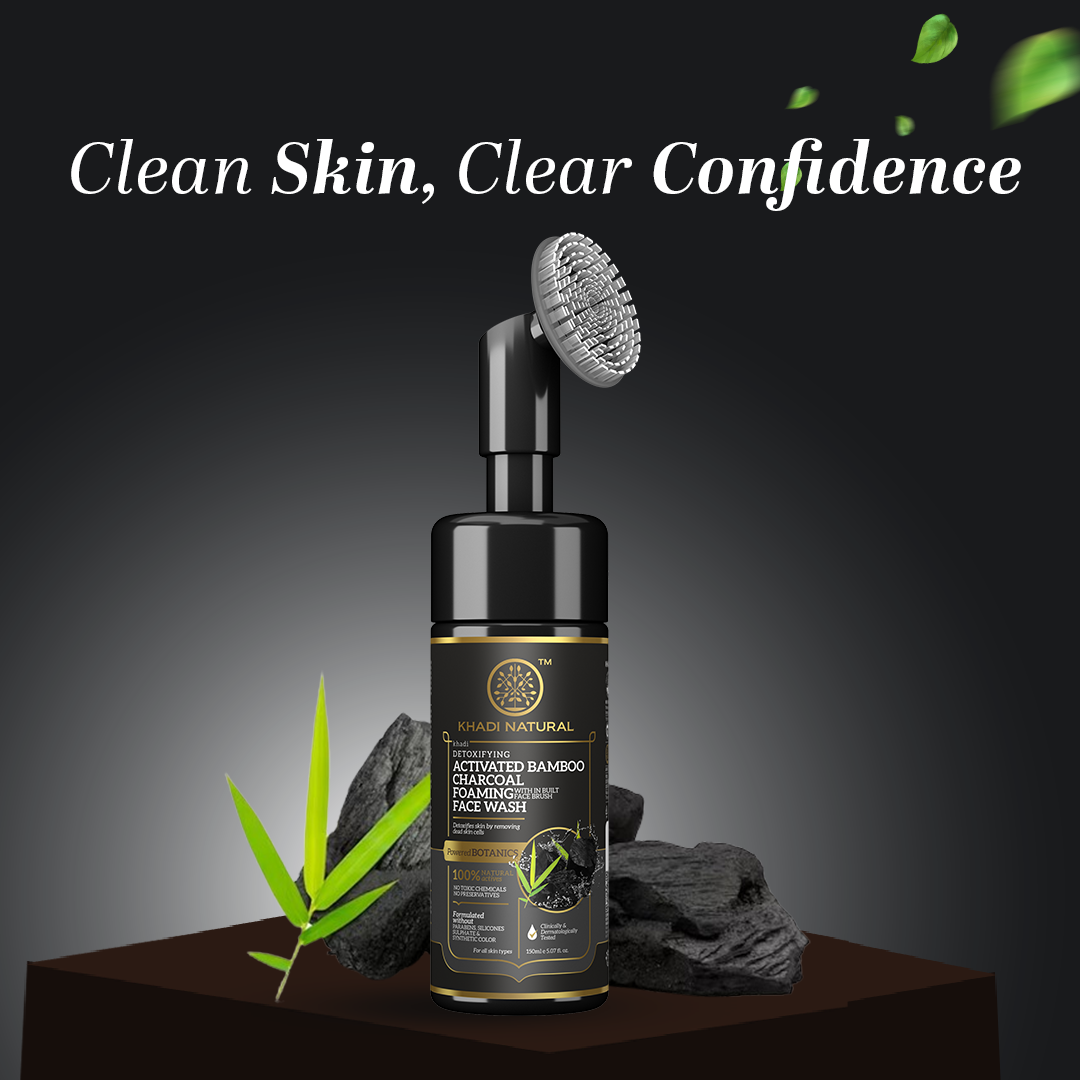 Activated Bamboo Charcoal Foaming Face Wash with In- Built Face Brush 150ml
