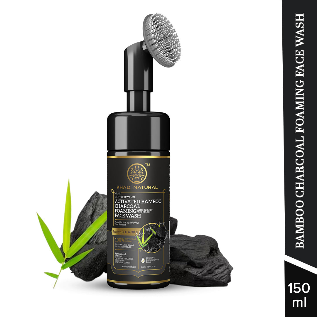 Activated Bamboo Charcoal Foaming Face Wash with In- Built Face Brush 150ml