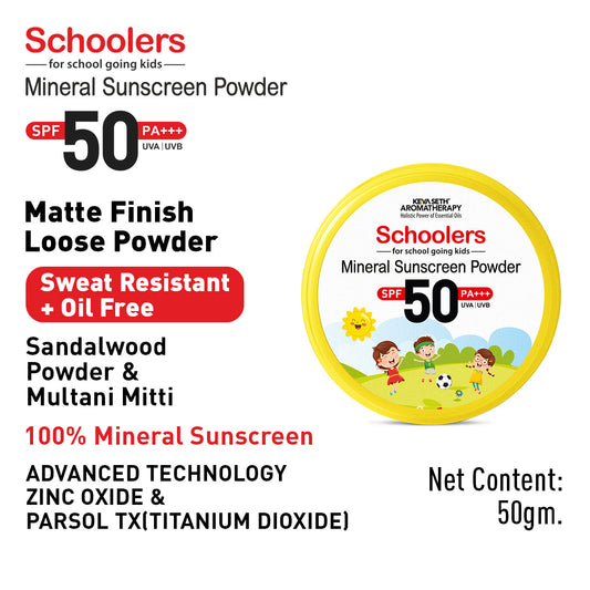 Schoolers Mineral Kids & Baby Sunscreen Powder SPF 50 PA+++, Sweat Resistant, Oil Free 50ml